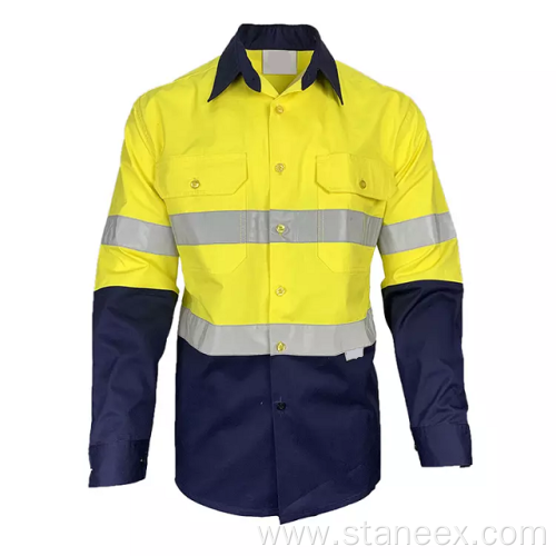 Long Sleeve Safety Work Shirt With Reflective Tape